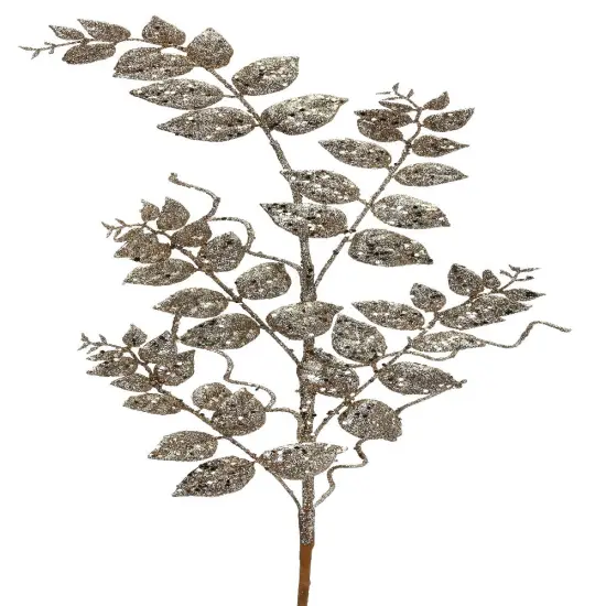 35" GLITTER/MICA LATER FERN SPRAY SILV {2}