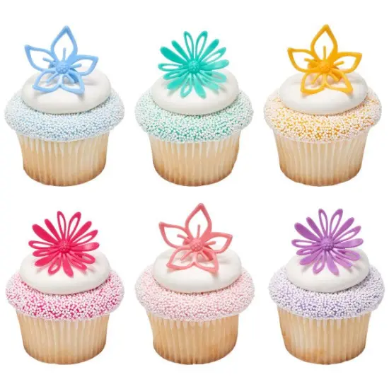 Flowers Assortment Cupcake Rings, 12ct {1}