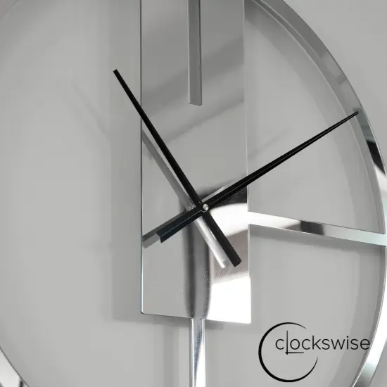 Modern Round Big Wall Clock with Mirror Face, Decorative Silver Metal 22.75&rdquo; Oversize Timepiece for Entryway Office Living Room Bedroom or Kitchen, Hanging Supplies Included, Unique Elegant Home Decor {5}