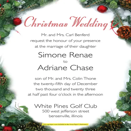 Great Papers! Pine and Pearl Holiday Letterhead, Invitations and Announcements, Printer Friendly, 8.5"x11", 50 Pack {3}