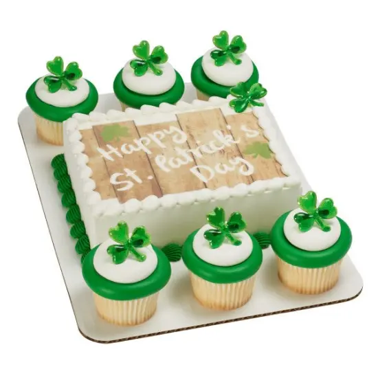 Shamrock Puffy Glitter Cupcake Rings, 12ct {6}
