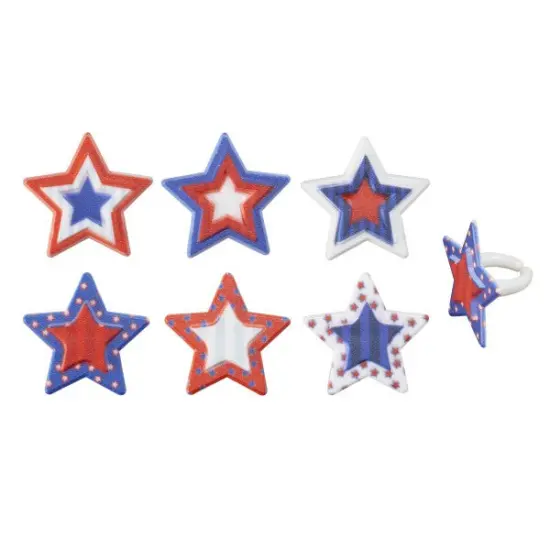 Printed Star Assortment Cupcake Rings, 12ct {1}