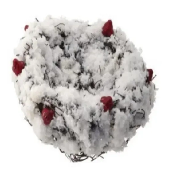 6.5" Twig Snow Nest Red Berries Clip Ornament {1}