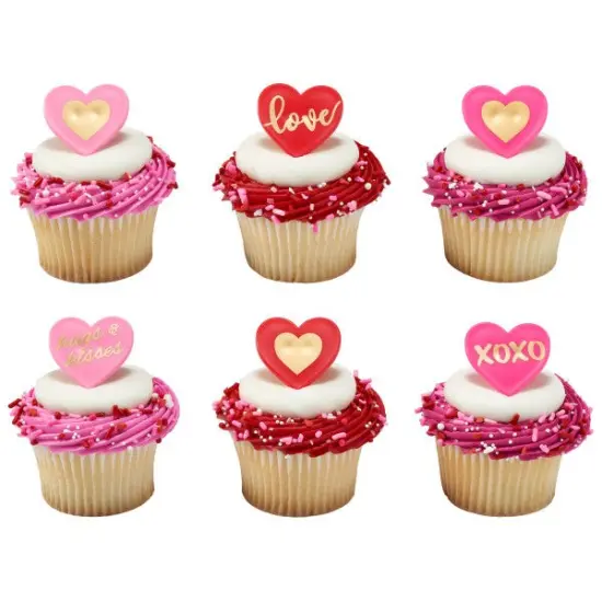 Love Heart Cupcake Rings, 12ct {1}