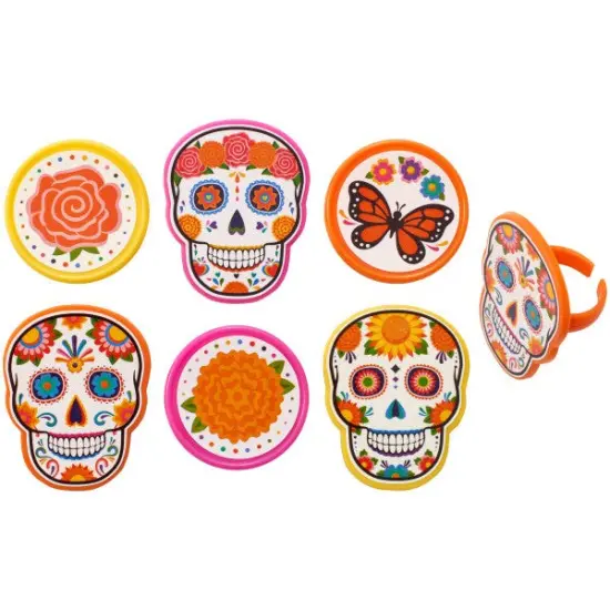 D&iacute;a de los Muertos Assortment Cupcake Rings, 12ct {1}