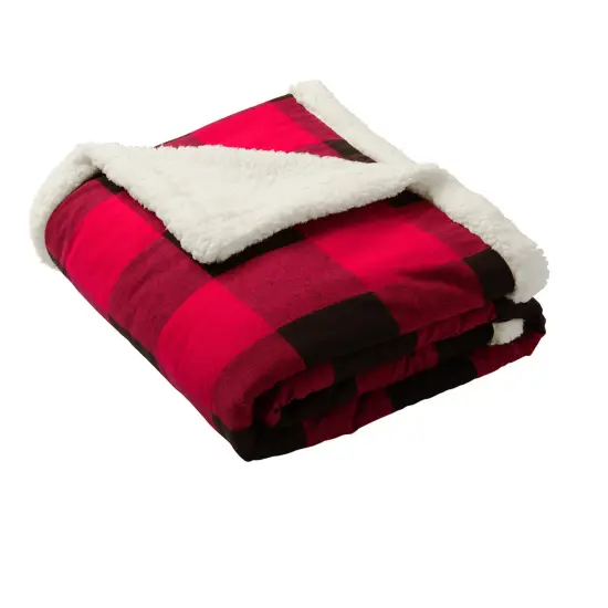 Cozy Game with Our Flannel Sherpa Blankets | RADYAN&reg; Buffalo plaid {1}