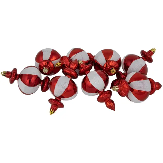 Northlight 8-Count Red and White Shatterproof Finial Christmas Ornaments, 6" {1}