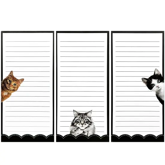 Wrapables Magnetic Notepads for Refrigerator, To-Do lists, Grocery Shopping, Memo, Reminders (Set of 3) Cats {1}