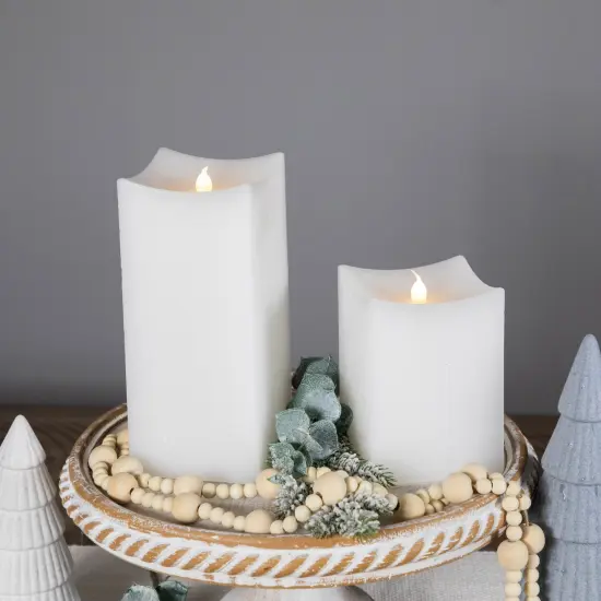 Northlight LED Flickering Flameless Wax Rectangular Candles - 8" - White - Set of 2 {4}