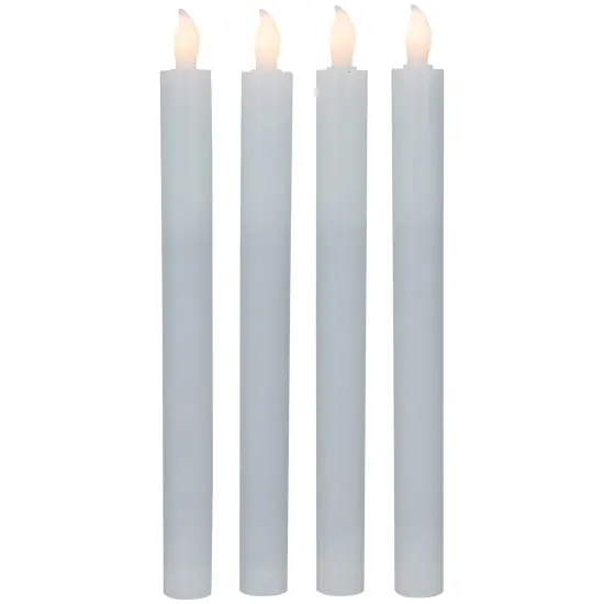 Northlight Set of 4 Solid White LED Flameless Flickering Wax Taper Candles 9.5" {1}