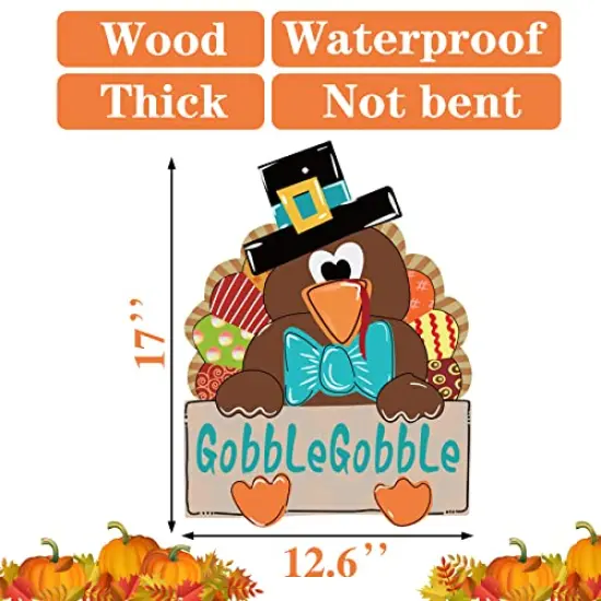 Thanksgiving Wooden Door Decor Thanksgiving Wreath for Front Door Turkey Door Hanger Thanksgiving Door Hanger Gobble Gobble Sign Thanksgiving Door Wreath Thanksgiving Party Decorations {1}