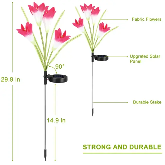 2 Pcs Solar Flowers LED Light Outdoor Garden Yard Stake Solar Flower Lights {2}