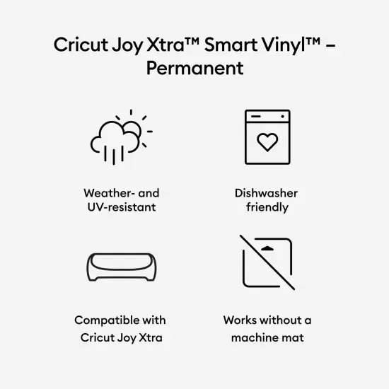 Cricut Joy Xtra Smart Vinyl - Permanent, White, 9.5 in x 6 ft (1) {3}