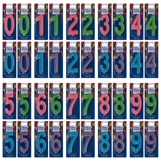 Glitter Numeral Candle, 1ct Green {2}