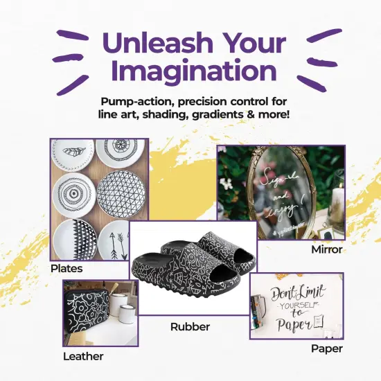 PINTAR Premium Acrylic Paint Pens - 1mm Fine Tip Pens For Rock Painting, Ceramic Glass, Wood, Paper, Fabric & Porcelain, Water Resistant Paint Set, Surface Pen, Craft Supplies, DIY Project (6 Black) {4}