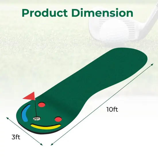Golf Putting Green Set with 2 Built-in Hazards For Indoor Outdoor Use {5}