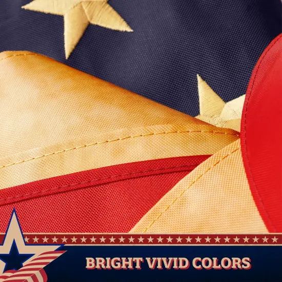 G128 2 Pack: American USA Tea-Stained Windsock | 60 Inch | Embroidered 420D Polyester | Patriotic Decor, Embroidered Design, Indoor/Outdoor, Brass Grommets {4}