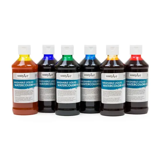 Washable Liquid Watercolors, 8 oz., Primary Colors, Set of 6 {2}