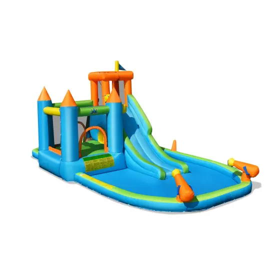Inflatable Water Slide Kids Bounce House Splash Water Pool with Blower {3}
