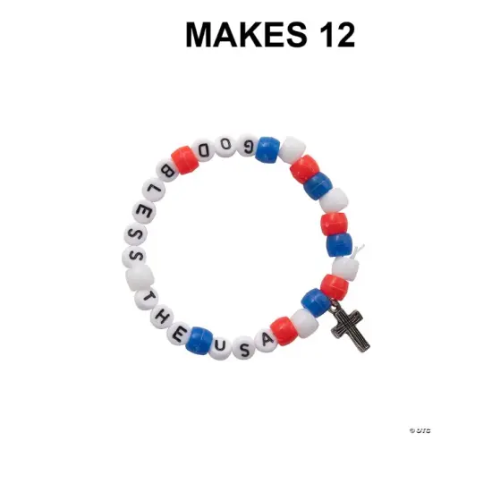 Religious Patriotic Beaded Bracelet Craft Kit - Makes 12 {1}