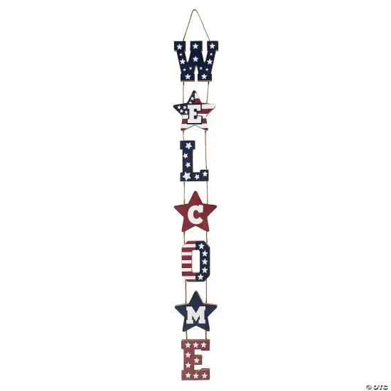 Patriotic Vertical Hanging Welcome Sign {2}