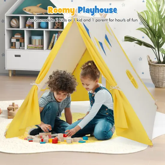Kids Play Tent With Solid Wood Frame Holiday Birthday Gift & Toy For Boys & Girls {5}