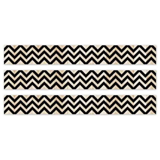 Core Decor Black and Wood Chevron EZ Border, 48 Feet Per Pack, 3 Packs {1}