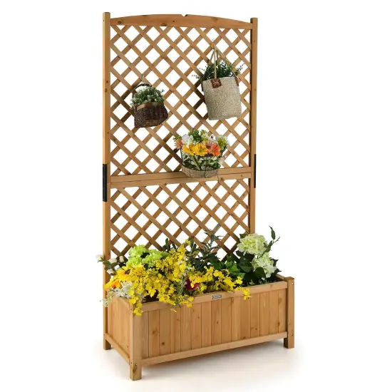 Planter Raised Bed with Trellis for Plant Flower Climbing-Orange {3}