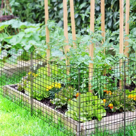 Decorative Garden Fence With 5 Panels And 5 Stakes-black {2}