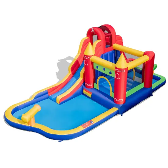 9-in-1 Inflatable Bounce Castle With Water Slide And Splash Pool Without Blower {3}