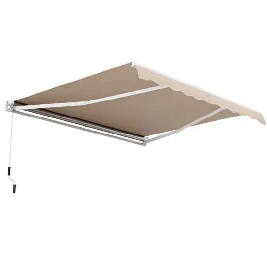 Retractable Patio Awning Aluminum Sunshade Shelter-Beige {4}