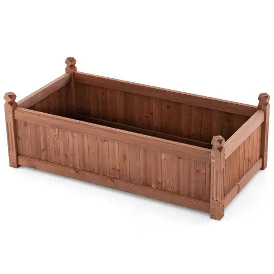 46 X 24 X 16 Inch Rectangular Planter Box With Drainage Holes For Backyard Garden Lawn-Brown {3}