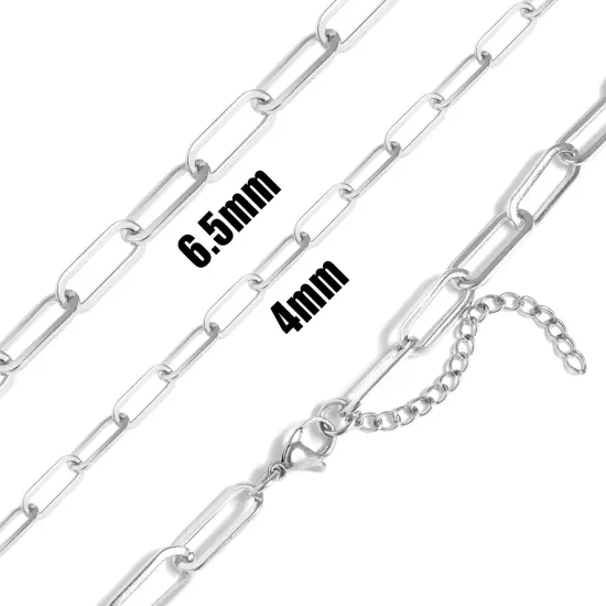 Stainless Steel Paperclip Chain Necklace {1}