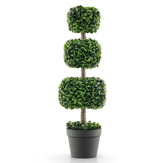 35 Inch Artificial Boxwood Topiary Ball Tree With Cement-filled Pot-green {3}