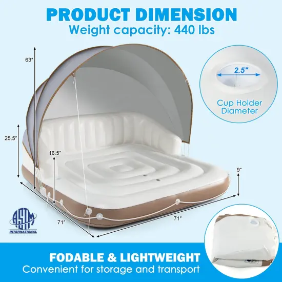 Inflatable Pool Float Lounge Swimming Raft With Large Canopy {4}