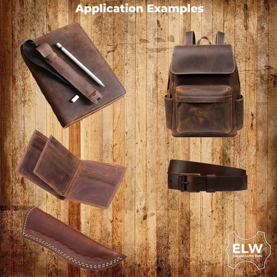 ELW Brown Latigo Leather 9-10oz (3.6-4mm) Straps, Belts, Strips 1/2" to 4" Wide and 72" or 84" Long Full Grain Leather Cowhide Tooling Leather Heavy Weight {5}