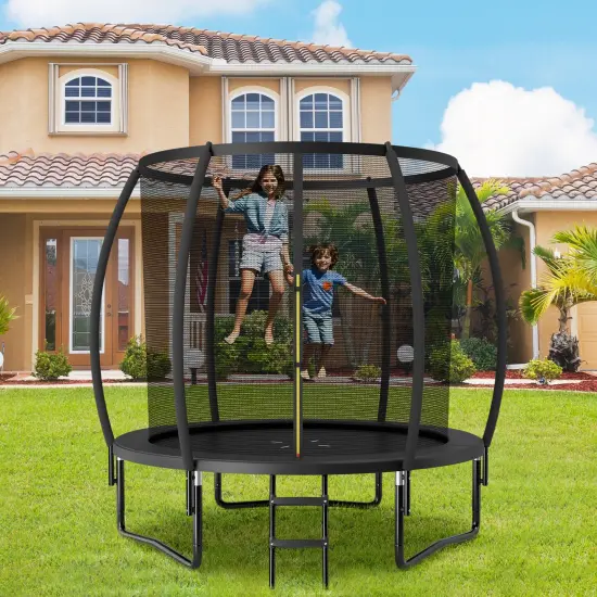 8 Feet ASTM Approved Recreational Trampoline with Ladder Black {2}