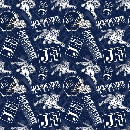 Sykel Enterprises-Jackson State University Cotton Fabric-Jackson State Tigers Tone On Tone Cotton Quilting Fabric {1}