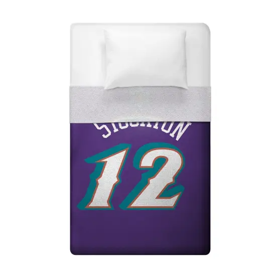 Sleep Squad Utah Jazz John Stockton 60&rdquo; x 80&rdquo; Raschel Plush Jersey Basketball Blanket {3}