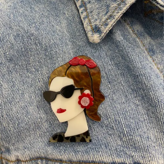 Wrapables Acrylic Fashion Brooch Pin for Sweaters, Coats, Scarves, and Bags, Glamour Girl {3}