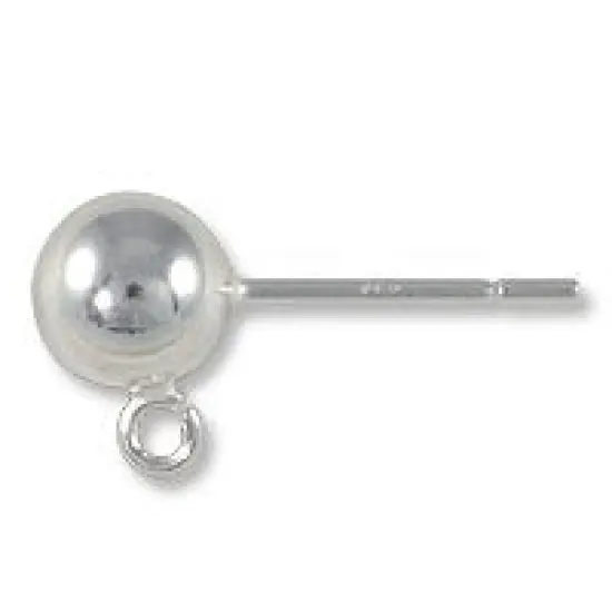 JewelrySupply Sterling Silver 5.6mm Ball Post Earrings with Open Ring (1 Pair of Sterling Silver Earrings) {4}