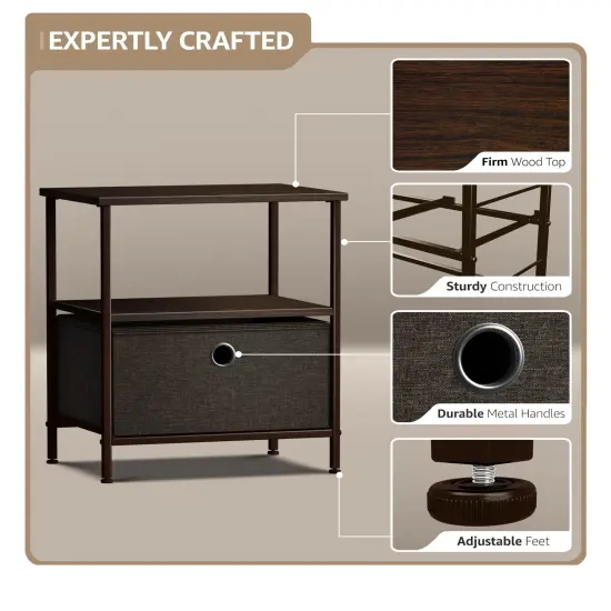 Sorbus Nightstand 1-Drawer Shelf Storage {3}