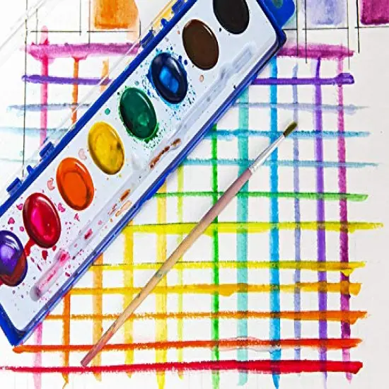 Bulk 18 Packs of Watercolor Paint with Wood Brushes 8 Washable Colors for Kids, Families, Classrooms, Parties, All Ages {6}