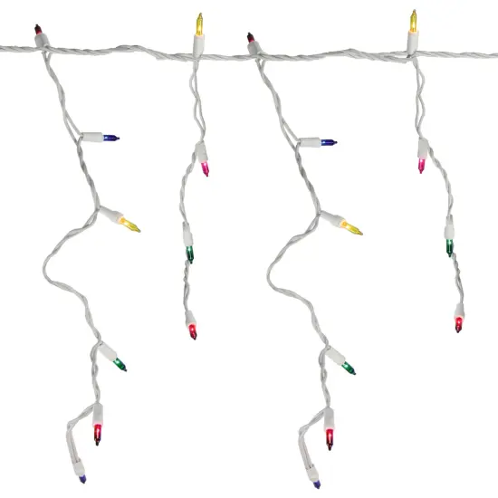 Northlight Mini Incandescent Icicle Christmas Lights - Multi-color - 8.75' White Wire - 150ct {3}