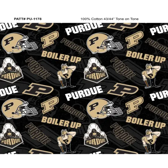 Sykel Enterprises-Purdue University Cotton Fabric-Purdue Boilermakers Tone On Tone Cotton Quilting Fabric {1}
