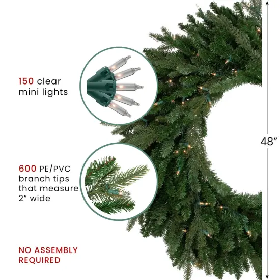 Northlight Real Touch&trade; Pre-Lit Grande Spruce Artificial Christmas Wreath - 48" - Clear Lights Green {5}