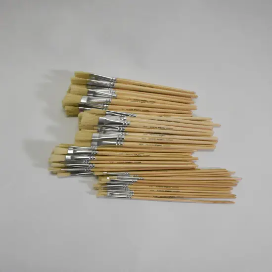 School Smart White Bristle Paint Brushes, Short Handle, Assorted Sizes, Set of 72 {2}