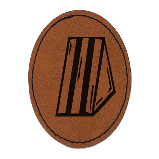 Sandwich Doodle Round Iron-On Engraved Faux Leather Patch Applique - 2.5" Brown {1}