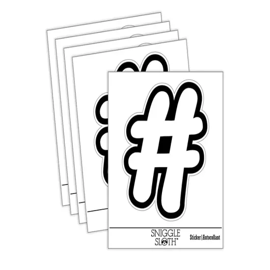 Hashtag Number Sign Waterproof Vinyl Phone Tablet Laptop Water Bottle Sticker Set - 5 Pack {2}
