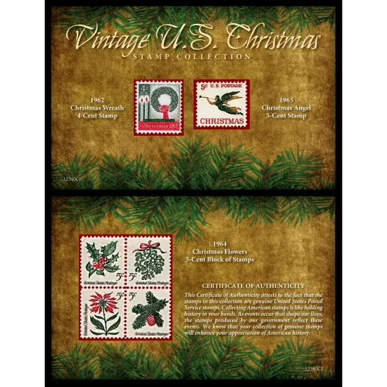 Vintage United States Christmas Stamp Collection Portfolio Wallet {1}
